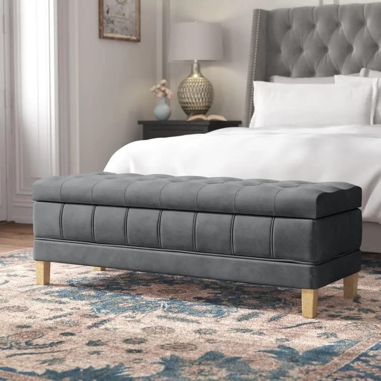 Kelly 2 Seater Fabric Storage Ottoman Bench Sette Pouffe Puffy for Foot Rest - Torque India
